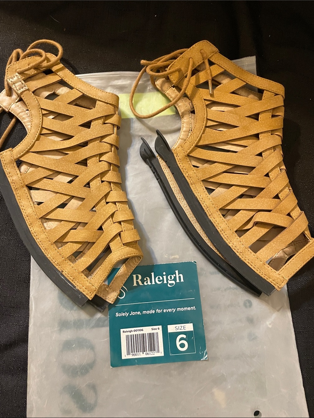 Women's Tan Woven Gladiator Sandals - Size 6 tops only